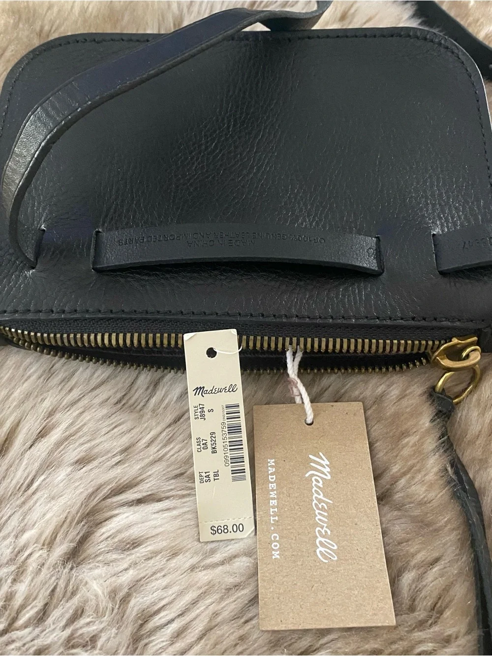 Madewell Black Leather Waist Belt with Gold Hardware